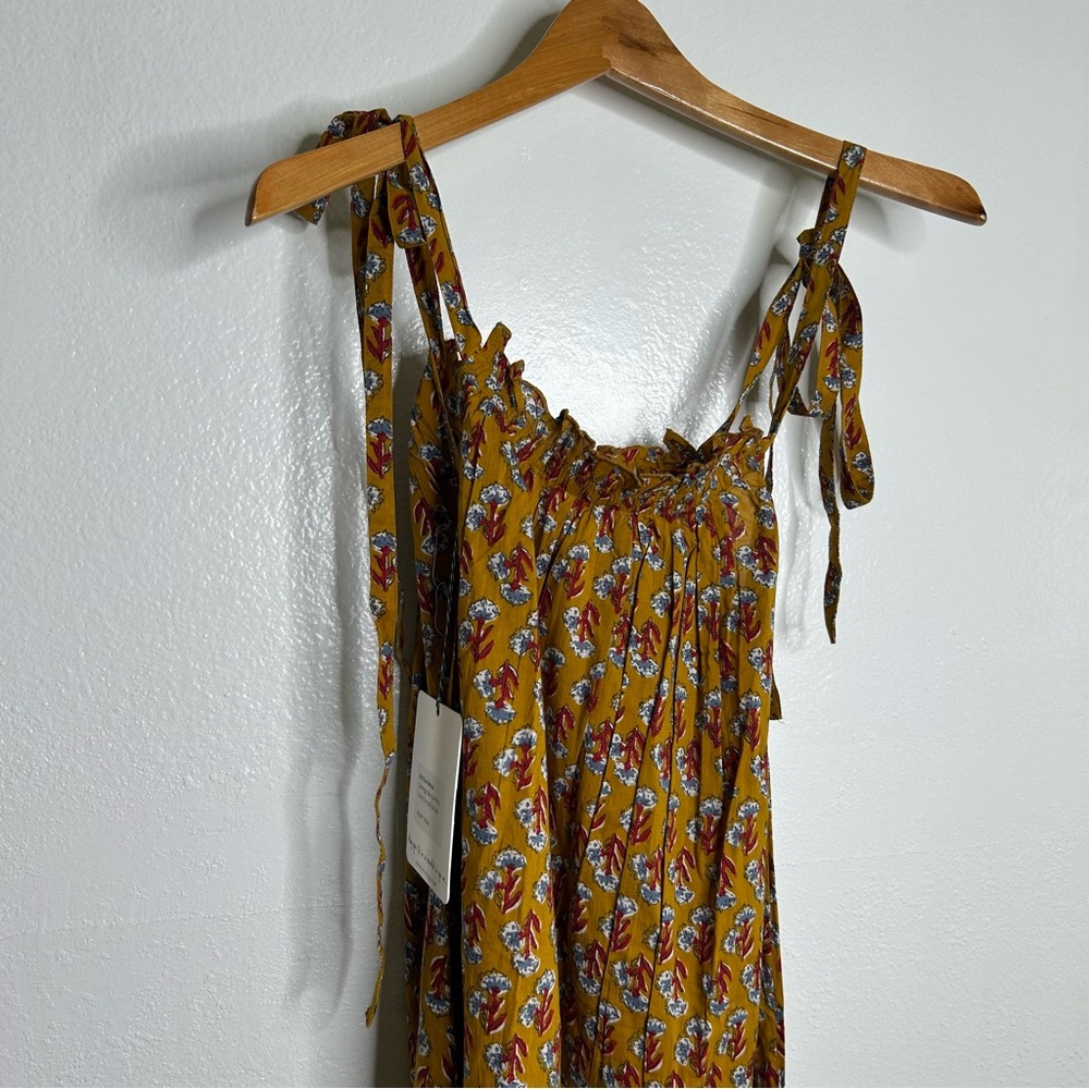 NWT Ex - Voto 100% Cotton Block Print Bohemian Iris Sundress Maxi Flowy - Picture 2 of 15